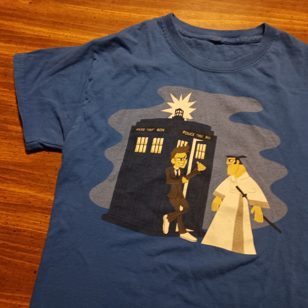 DOCTOR WHO x SAMURAI JACK T-SHIRT - Small // Crossover fandom funny tee shirt